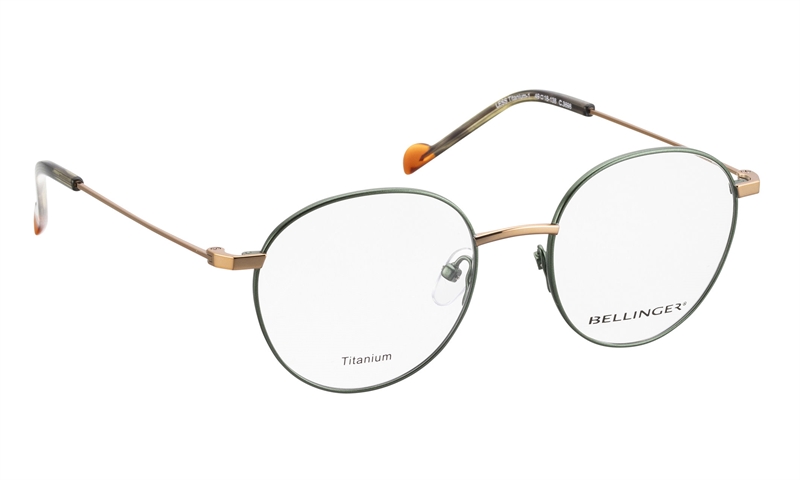 BELLINGER LESS-TITANIUM-1 Brillestel (Form: Rund - Farve: Grøn)