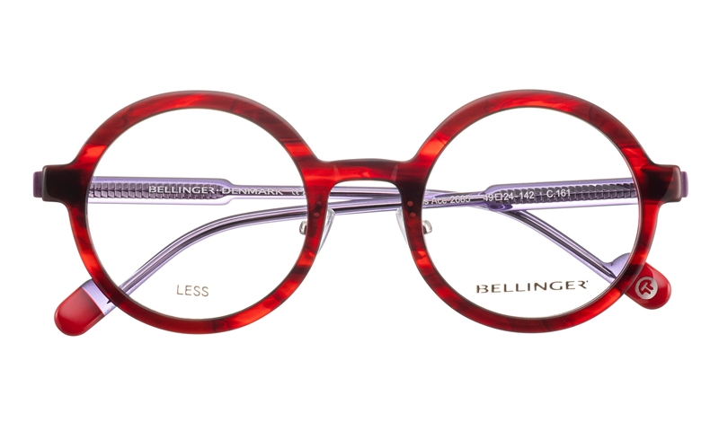 BELLINGER LESS-ACE-2685 Brillestel (Form: Rund - Farve: Rød)