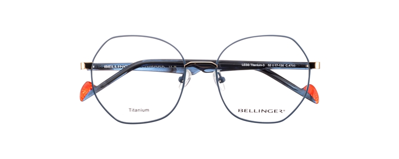 BELLINGER LESS-TITANIUM-3 Brillestel (Form: Summerbird - Farve: Blå)