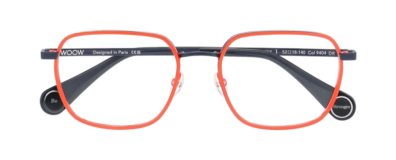 WooW BE STRONGER 1 Brillestel (Form: Firkantet - Farve: Orange)