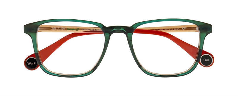 WooW WORK OUT 1 Brillestel (Form: Firkantet - Farve: Grøn)