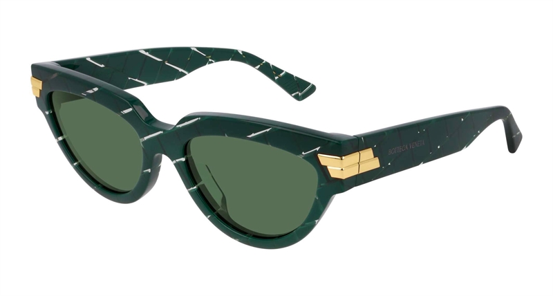 Bottega Veneta BV1035S-004 Solbrille (Form: Cat Eye - Farve: Grøn)
